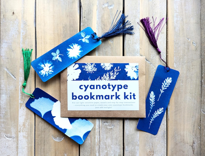 DIY Cyanotype Bookmark Kit: Sun Print Gift for Readers image 1