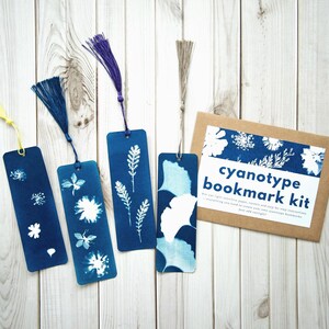 Bookmarks with tassels, from a cyanotype bookmark making kit