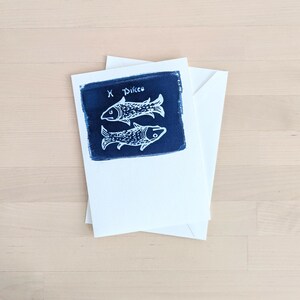 Carte d'anniversaire du zodiaque Poissons – astrologie faite main