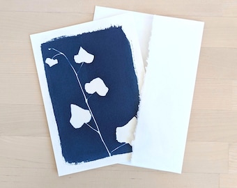 Ivy Leaf Cyanotype Card | Handmade Botanical Sun Print (5x7)