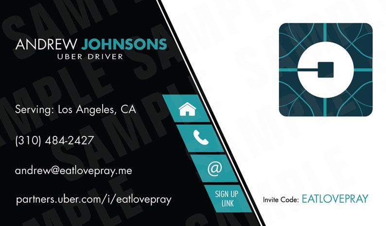 Double Sided Uber and Lyft Business card Uber Front Lyft