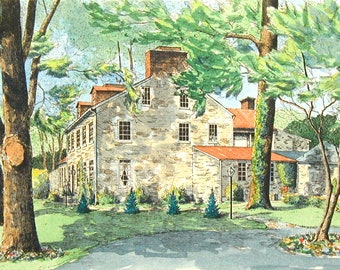 Milton Inn - Maryland Landmark acuarela paisaje historia del arte