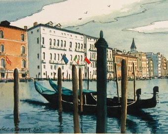 Grand Canal - Venice, Italy  Watercolor Print Limited Edition 8" x 10", art, travel, Europe