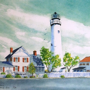 Lighthouse - Fenwick Island, watercolor signed/numbered print