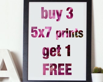 5x7 or 5x5 buy any 3 and get 1 FREE. Discounted set of 4 photography fine art prints of your choice.