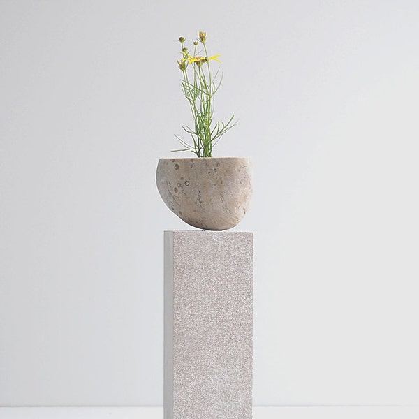 RESERVED FOR ELIAS  Warm Textures Clean Minimalist Shape Quartzite Stone Vase, Limestone Contemporary Pivoting Sculpture