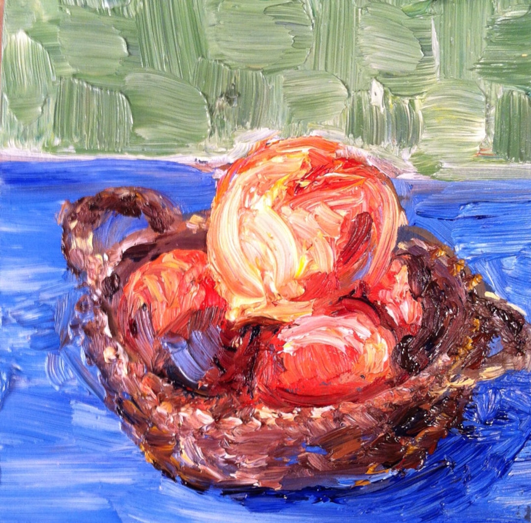 Peaches 4 X 4 Oil on Panel Etsy