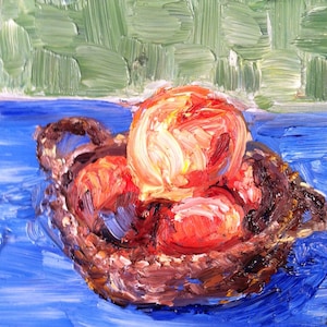 Georgia Peaches, 4" x 4", oil on panel