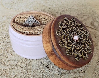 Ring Box Pink Engagement Proposal Wedding Rustic Wood