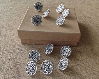 Push Pins Ornate Round Silver Message Board Thumb Tacks