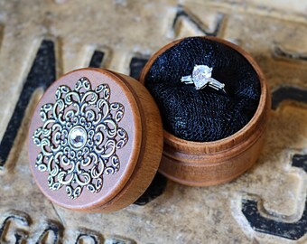 Engagement Ring Box Proposal Wedding Rustic Wood Stained