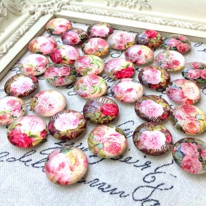 Floral Magnets Pink Flower Shabby Chic Refrigerator Magnet Bulletin Board Glass 20mm