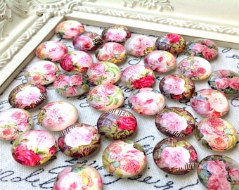 Floral Magnets Pink Flower Shabby Chic Refrigerator Magnet Bulletin Board Glass 20mm