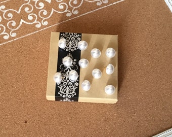 12 Push Pins Pearl Round Fancy Cork Board Thumb Tacks set