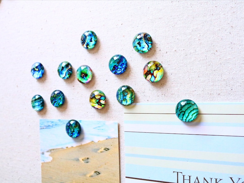 Fridge Magnets Blue Turquoise Magnets Abalone Shell Magnets Refrigerator Bulletin Board 20mm image 2