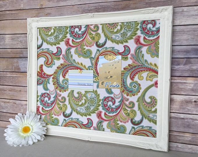 White Frame Pin Board Framed Cork Board Shabby Chic Decor Etsy