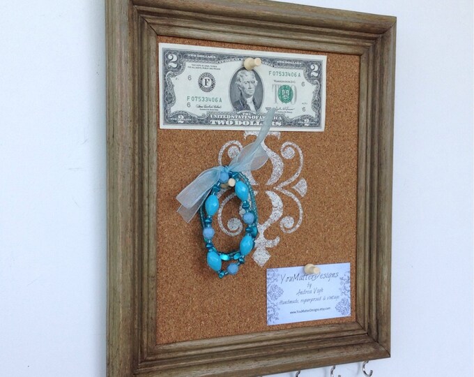 Framed Memo Board Key Holder Shabby Chic Decor Etsy
