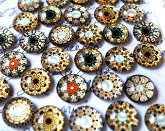 Fridge Glass Magnets Vintage Look Ornate Round Shape 20mm