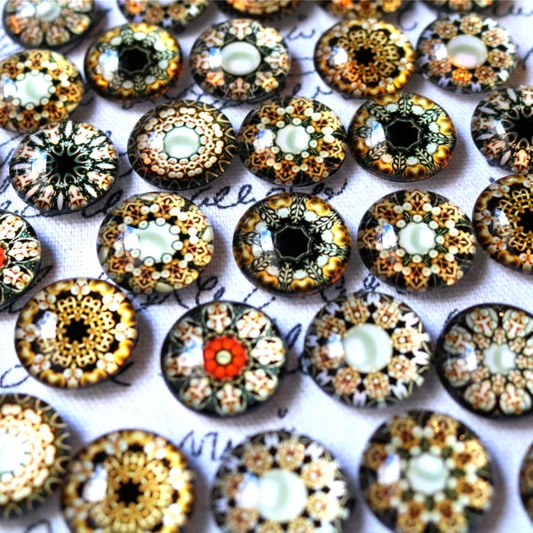 Fridge Glass Magnets Vintage Look Ornate Round Shape 20mm