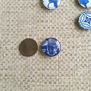 Blue White Flower Magnets Decorative Magnets Neomydium Magnets Round Glass Magnets 25mm image 4