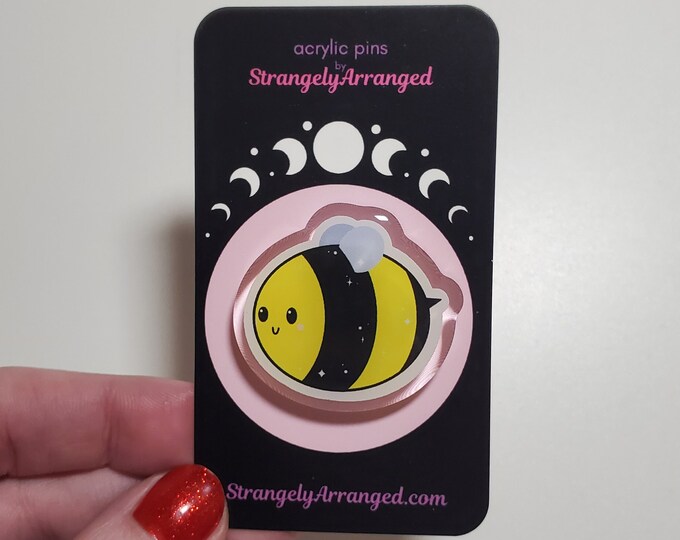 Bumblebee Acrylic Pin | Cute Fat Bee Lapel Pin Accessory
