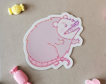 Screaming Possum Holographic Sticker | Cute Feral Possum Holo Outline Sticker