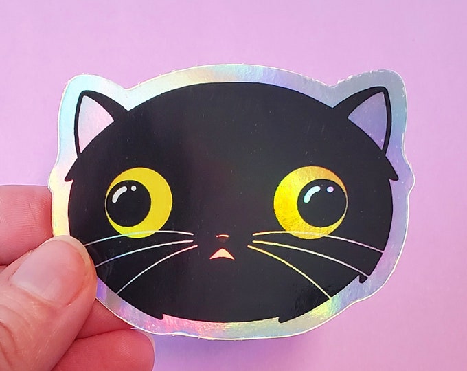 Wednesday Holographic Void Cat Stare Sticker