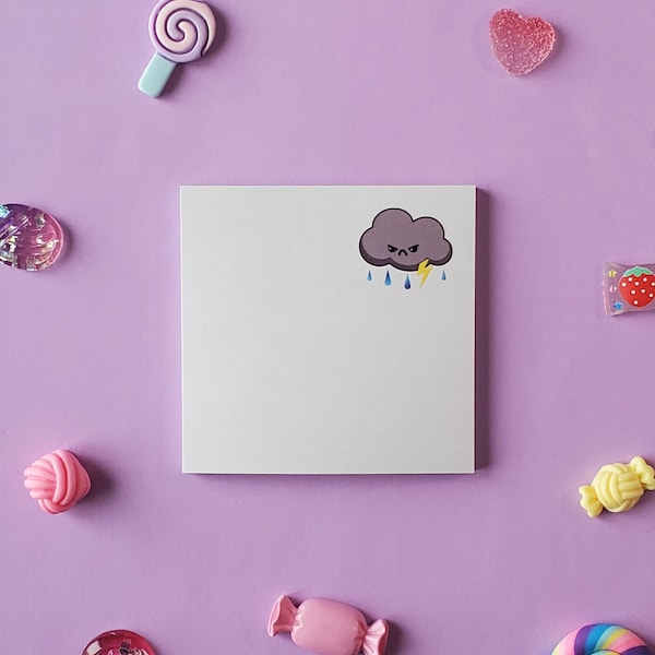 Stormcloud Sticky Notes | Cute Stationery | Angry Rain Cloud