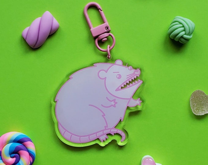 Screaming Possum Acrylic Keychain | Cute Feral Possum Keychain