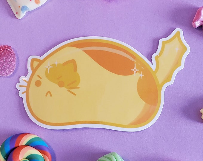 Yellow Jellybean Cat Sticker