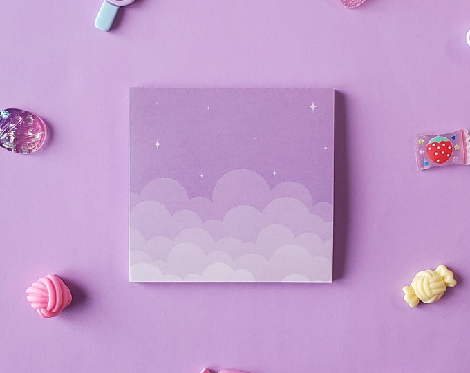 Dreamy Clouds Purple Sticky Notes