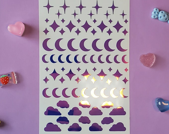 Opal Colors | Stars, Sparkles, Moons, & Clouds Deco Sheet