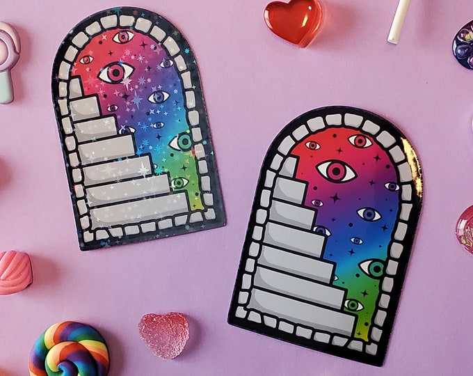 Rainbow Goth Spooky Eye Portal Sticker