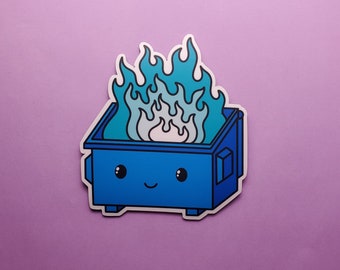 Dumpster Fire Magnet | Blue Edition Dumpster Fire | Cute Weatherproof Magnet