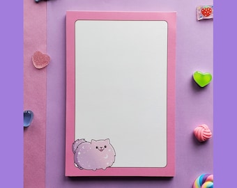 Pink Pomeranian Notepad | Cute Pom Aesthetic Stationery