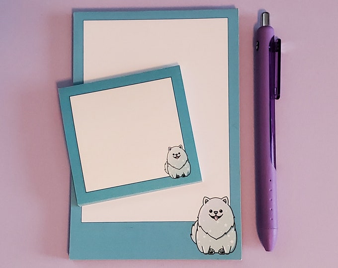 Cute Pomeranian Stationery Set | Notepad and Sticky Note Set