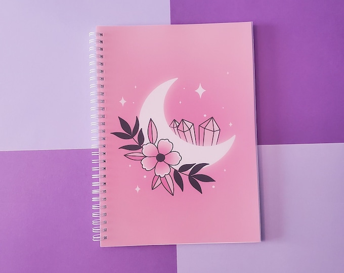 XL Sticker Book | Pink Floral Moon Sticker Collection LARGE Notebook | Reusable Sticker Pages | Sticker Storage