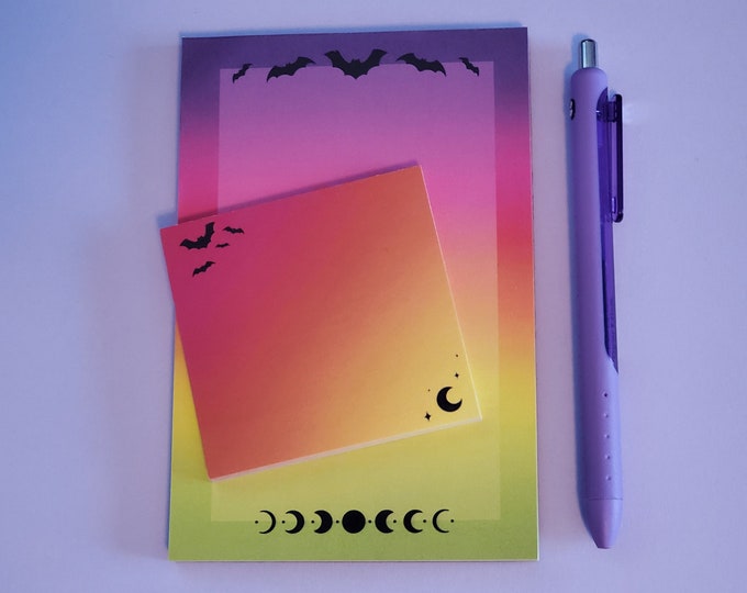 Spooky Rainbow Stationery Set | Notepad and Sticky Note Set