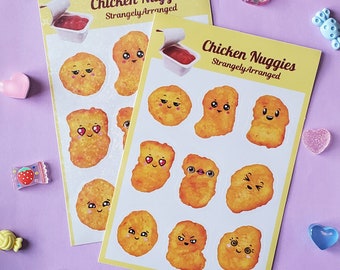 Chicken Nuggies Sticker Sheet | Chicken Nugget with Faces Stickers | Funny, Silly Stickers