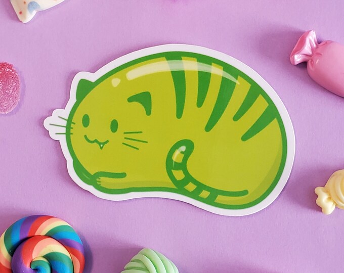 Green Jellybean Cat Sticker
