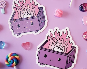 Dumpster Fire Sticker | Purple Edition Dumpster Fire | Funny Cute Face Chaos Sticker
