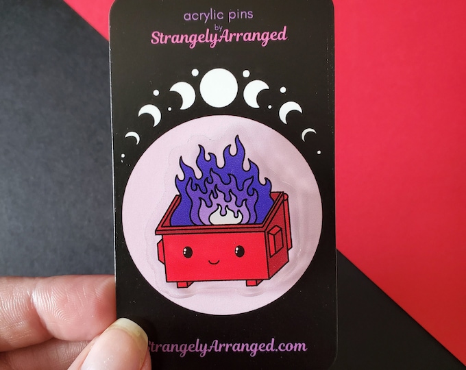 Red Dumpster Fire Acrylic Pin | Cute Lapel Pin Accessory