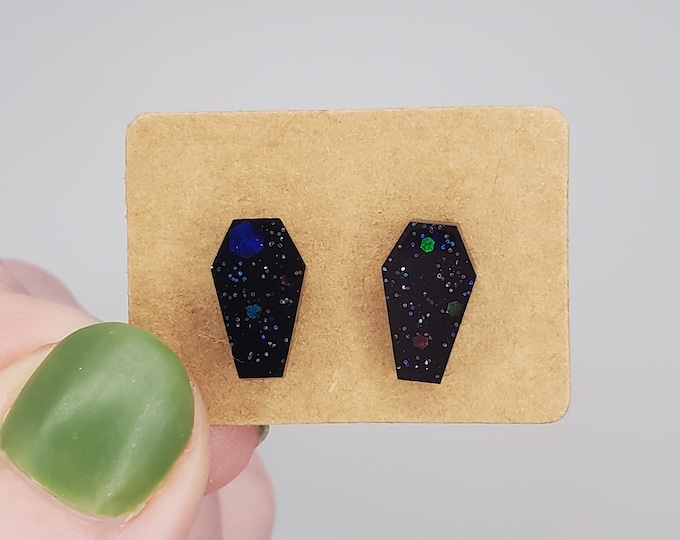 Handmade Earrings | Coffin Earrings | Spooky Goth Witchy Minimal Stud Earrings