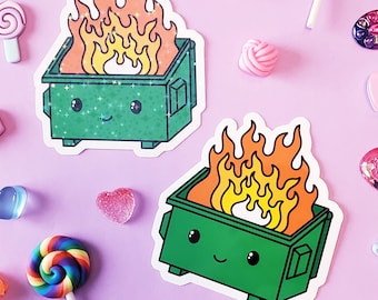 Dumpster Fire Sticker | Green Edition Dumpster Fire | Funny Cute Face Chaos Sticker