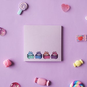Multicolor Dumpster Fire Sticky Notes | Purple Background | Cute Pastel Stationery