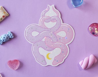 Pastel Magic Snake Sticker | Cute Witchy Snakes and Moon