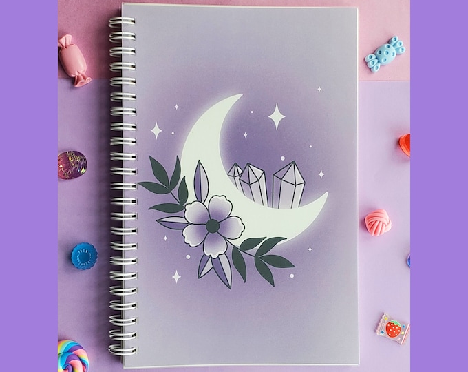 Sticker Book | Purple Floral Moon Sticker Collection Notebook | Reusable Sticker Pages | Sticker Storage