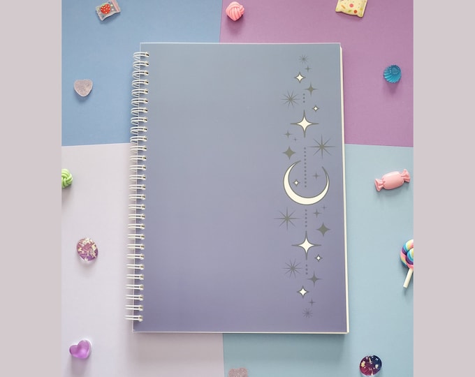 Spiral Notebook | Starry Night Sky Lined Notebook | Witchy Cute Stationery B5 (~10"x7) Notebook