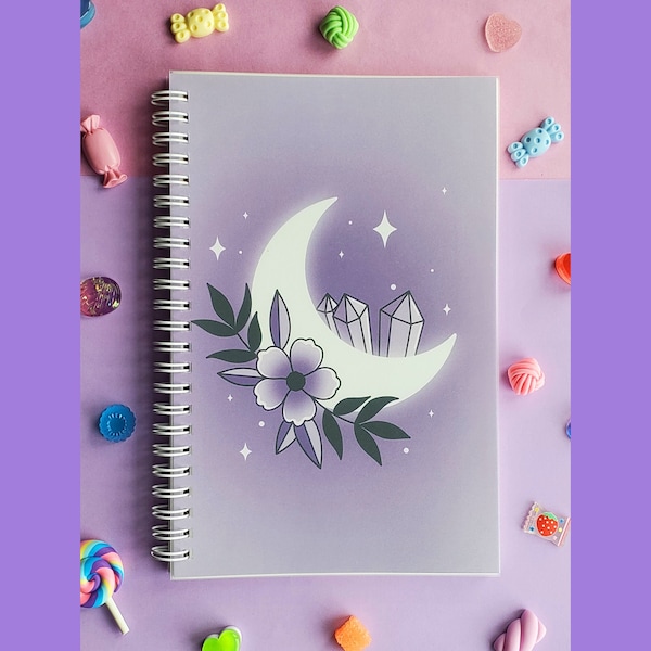 Sticker Book | Purple Floral Moon Sticker Collection Notebook | Reusable Sticker Pages | Sticker Storage