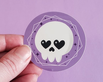 Pastel Goth Skull and Sparkles Pegatina / Cute Witchy Spooky Pegatina